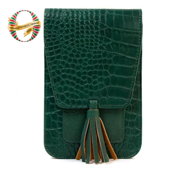 ๐ NWT K Carroll Harper emerald green croc crossbody. RFID PROTECTED CARD SLOTS - Picture 2 of 10